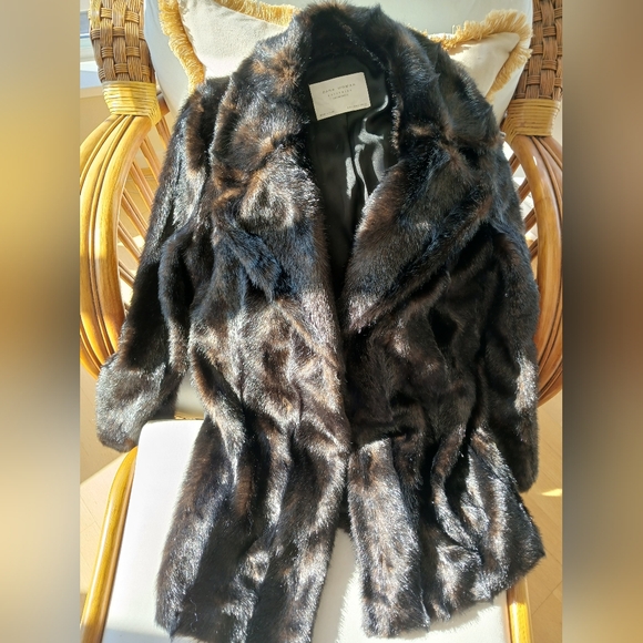 Zara faux fur mink black brown jacket/ coat - Picture 3 of 8